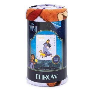 Disney Wish Kids Plush Throw Blanket, 46 x 60, Microfiber, Purple